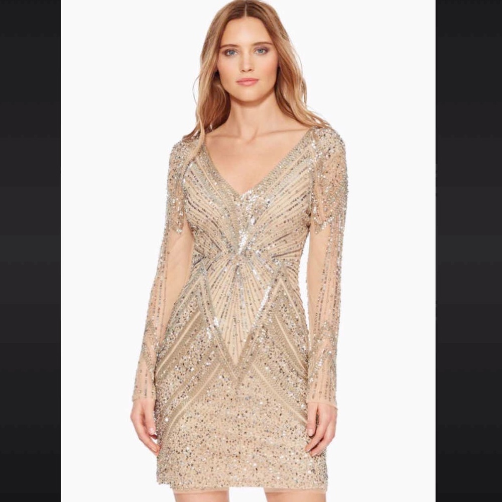Parker Black Janette Dress Champagne Size 6